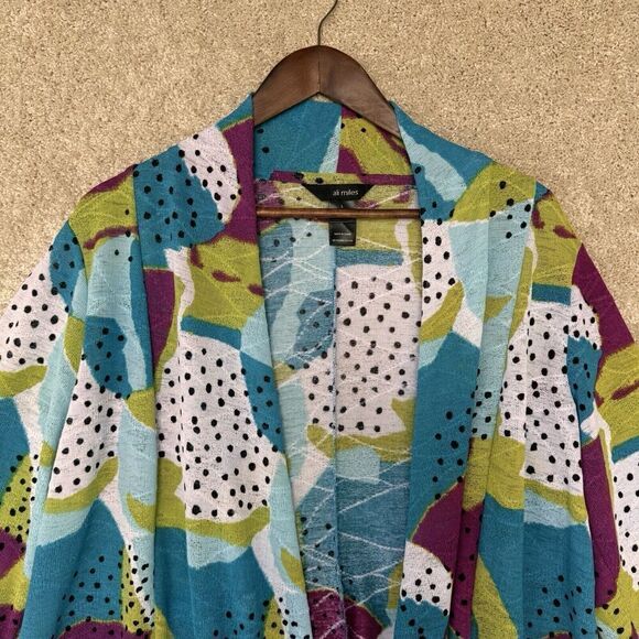 Ali‎ Miles Scarf Front Cardigan Women's Large Lagen Look Multi Color Knit Top - Picture 2 of 10